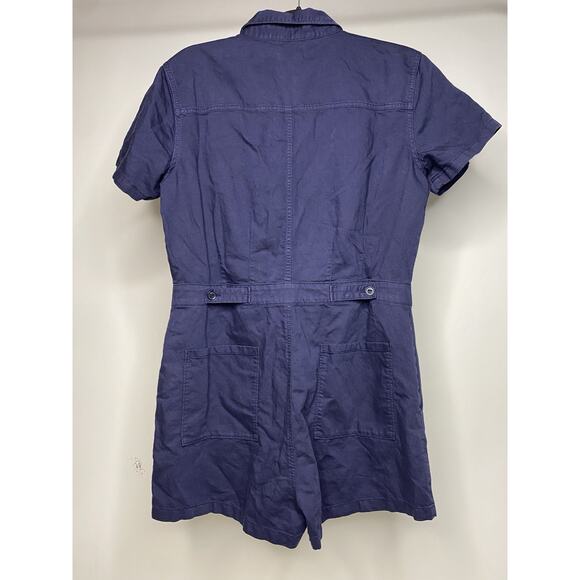 Outerknown S.E.A. Shortall Jumpsuit Navy Blue Womens Medium Cotton Linen Utility - Picture 4 of 8